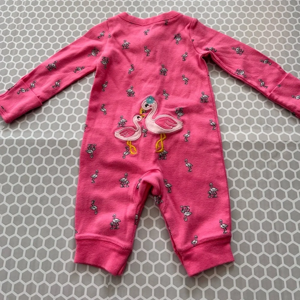 Carter’s One Piece Snap Pajama with Flamingos  Size NB